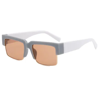 Men's And Women's Fashion Leopard Casual Retro Half Frame Square Plastic Sunglasses