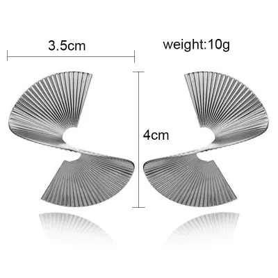 Women Elegant Simple Irregular Exaggerated Torsional S Metal Stud Earrings