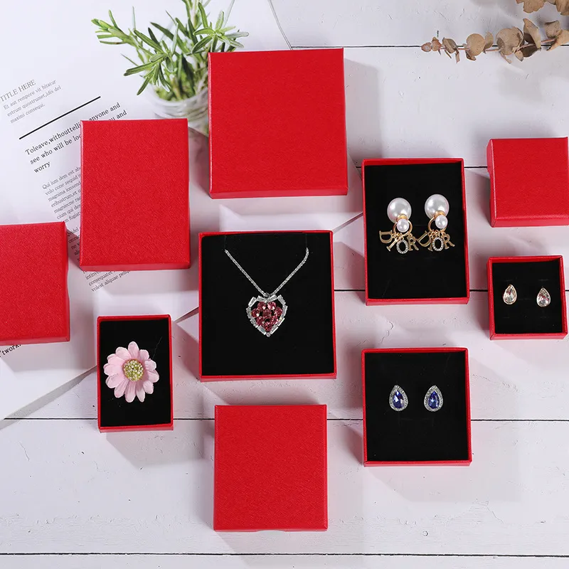 Fashion Red Color Ring Earrings Necklace Jewelry Boxes