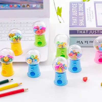 Cartoon Creative Gacha Machine Christmas Tree Eraser Set Student Stationery