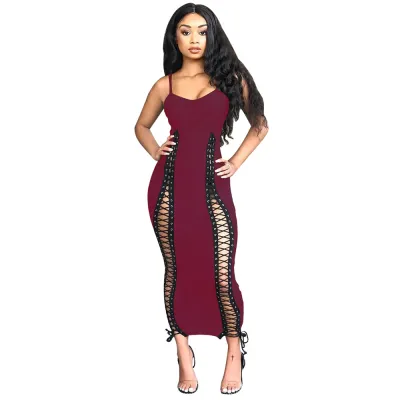 Women's Sexy Slit Bandage Strap Dress
