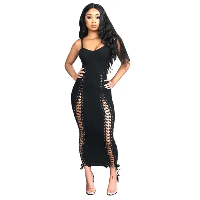 Women's Sexy Slit Bandage Strap Dress
