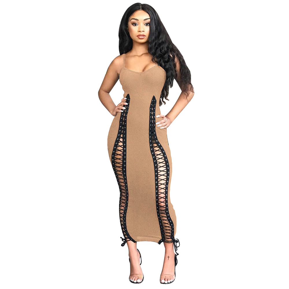 Wholesale Women'S Fashion Sexy Slit Bandage Spaghetti Strap