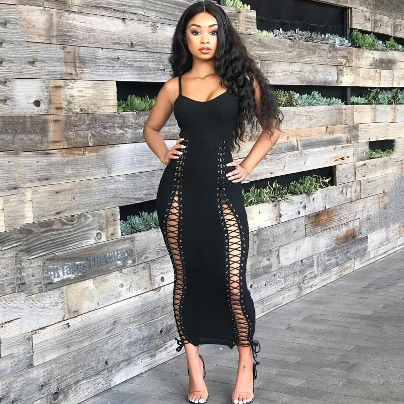 Women's Sexy Slit Bandage Strap Dress