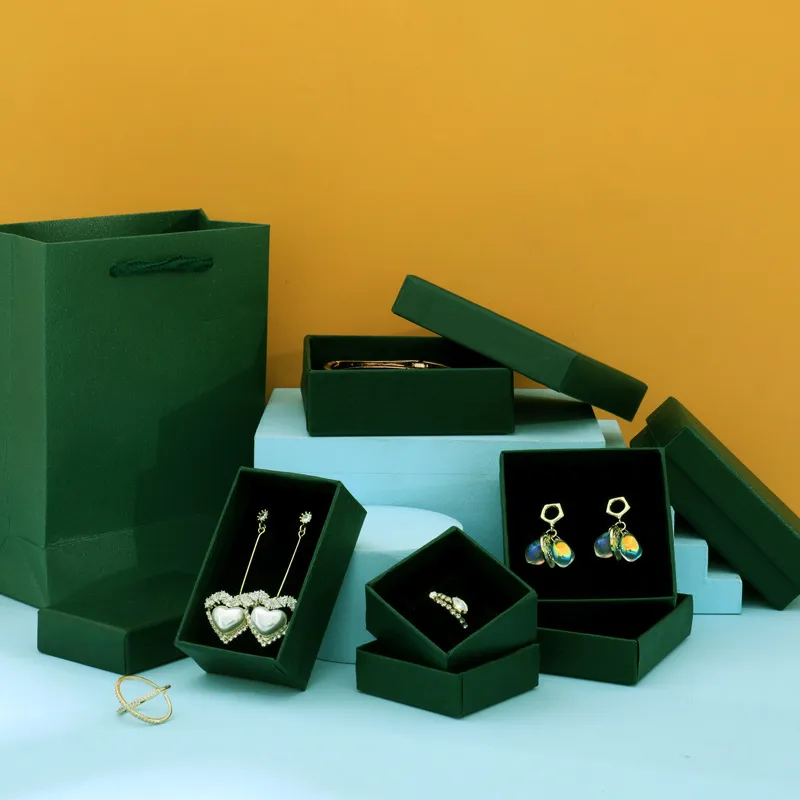 Fashion D.Green Ring Earrings Necklace Jewelry Packaging Storage Box