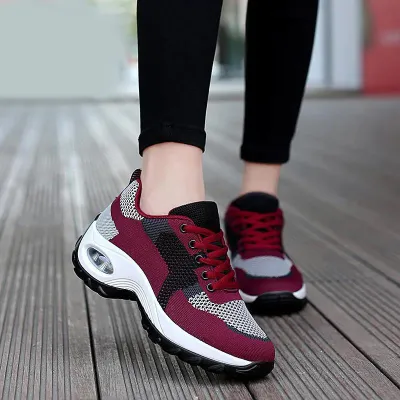 Plus Size Women Colorblock Flyknit Mesh Breathable Casual Sneakers