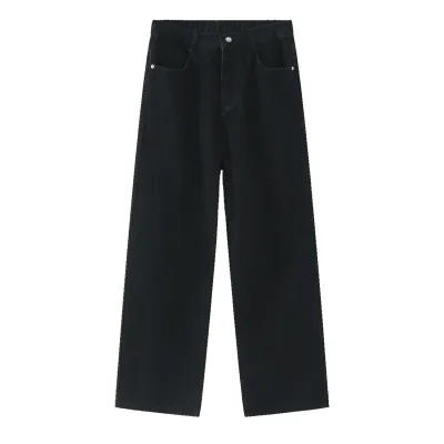Men's Simple Straight Leg Loose Jeans Cotton Denim Middle Waist