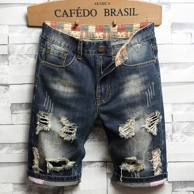 Men's Fashion Straight Hip Hop Printing Denim Shorts