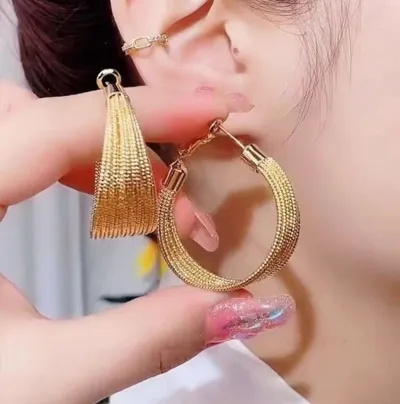 Women Fashion Elegant Multilayer Beads Hoop Earrings