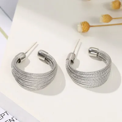 Women Fashion Elegant Multilayer Beads Hoop Earrings
