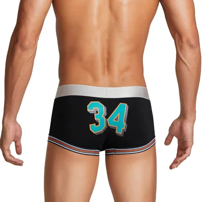 Men'S Fashion Letter Print Low Waist Cotton Boxer Underwear