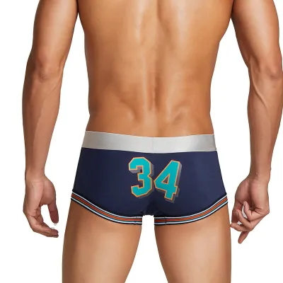 Men'S Fashion Letter Print Low Waist Cotton Boxer Underwear