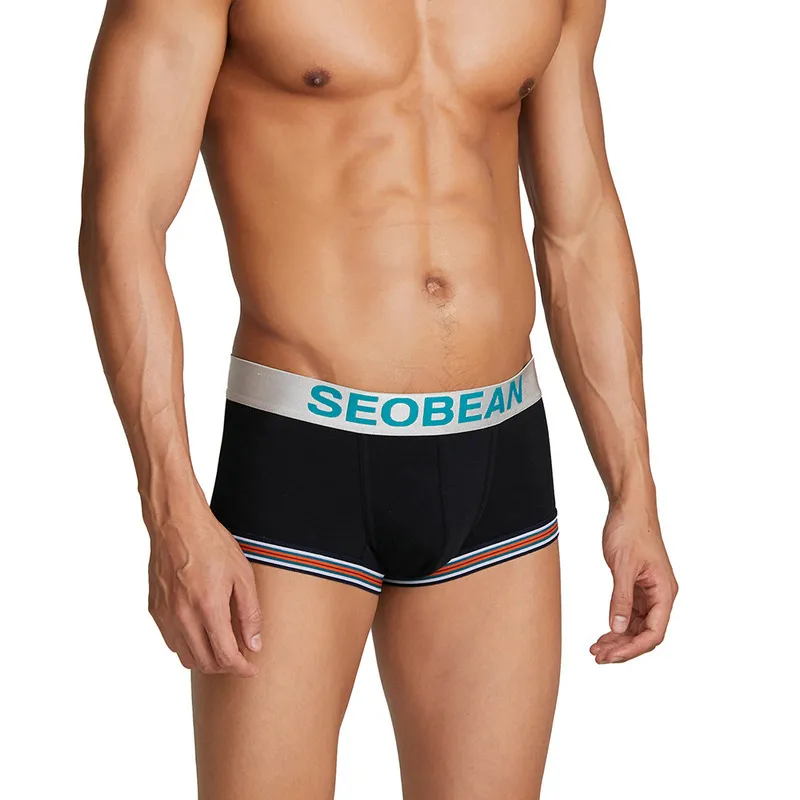 Men'S Fashion Letter Print Low Waist Cotton Boxer Underwear