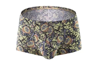 Men's Fashion Print Breathable Sexy Low Waist Boxer Underwear