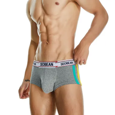 Men's Casual Letter Printed Cotton Low Waist Boxer Underwear