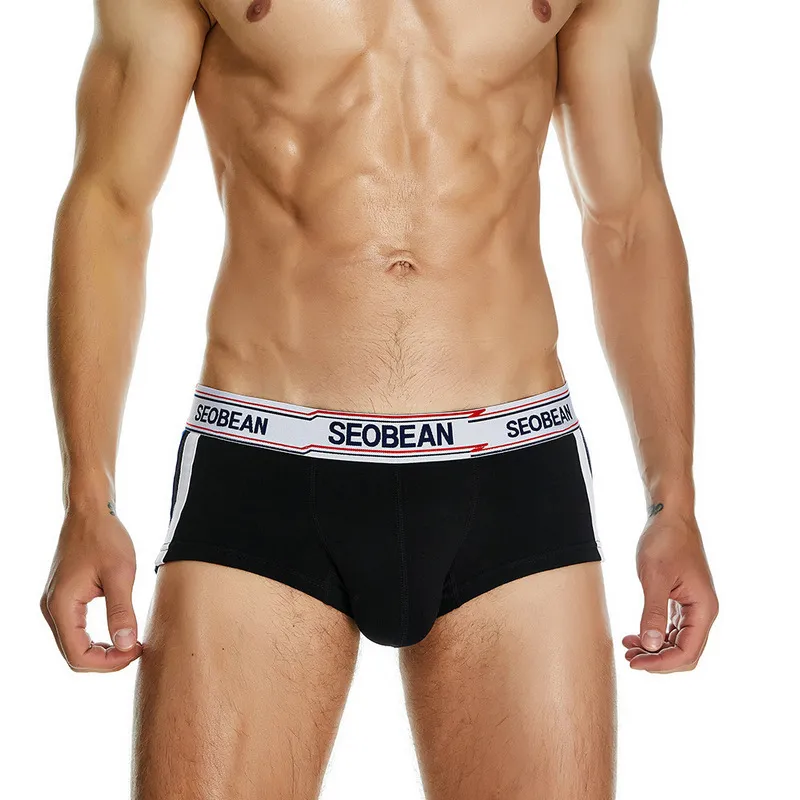 Men's Casual Letter Printed Cotton Low Waist Boxer Underwear