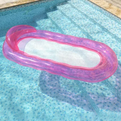 Summer Vacation Inflatable Floating Row With Net Water Recliner Adult Inflatable Floating Row Outdoor Water Swimming Ring