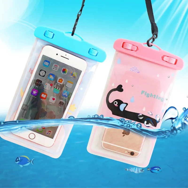Cartoon Drifting Swimming Waterproof Phone Bag for Women Swimwear Accessories