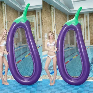 Summer Vacation Eggplant Floating Row With Net Inflatable Lounge Chair Adult Water Floating Bed Fruit Inflatable Floating Row