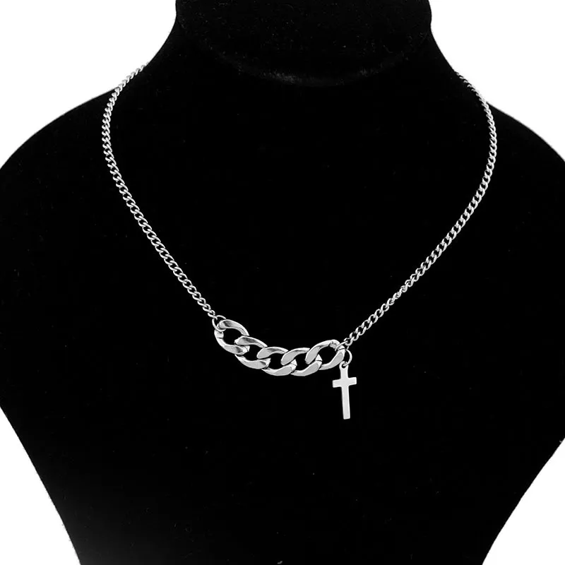 Men's Fashion Stitching Cross Pendant Titanium Steel Necklace