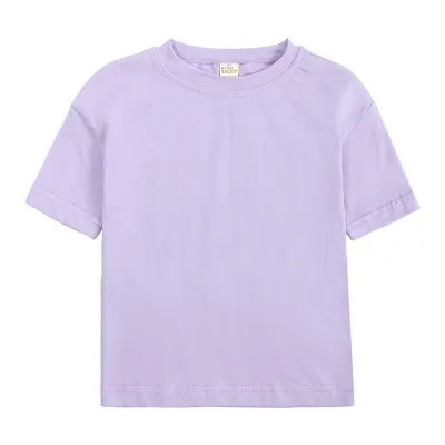 Unisex Toddler Girls Boys Short Sleeve Solid Cotton Round Neck T-Shirt for Kids Baby Boys Clothing(0-3T)