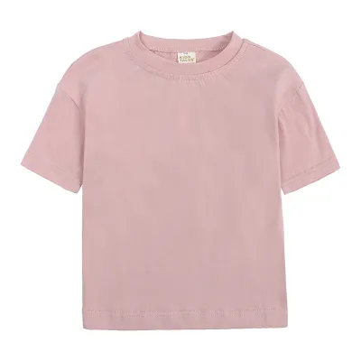 Unisex Toddler Girls Boys Short Sleeve Solid Cotton Round Neck T-Shirt for Kids Baby Boys Clothing(0-3T)
