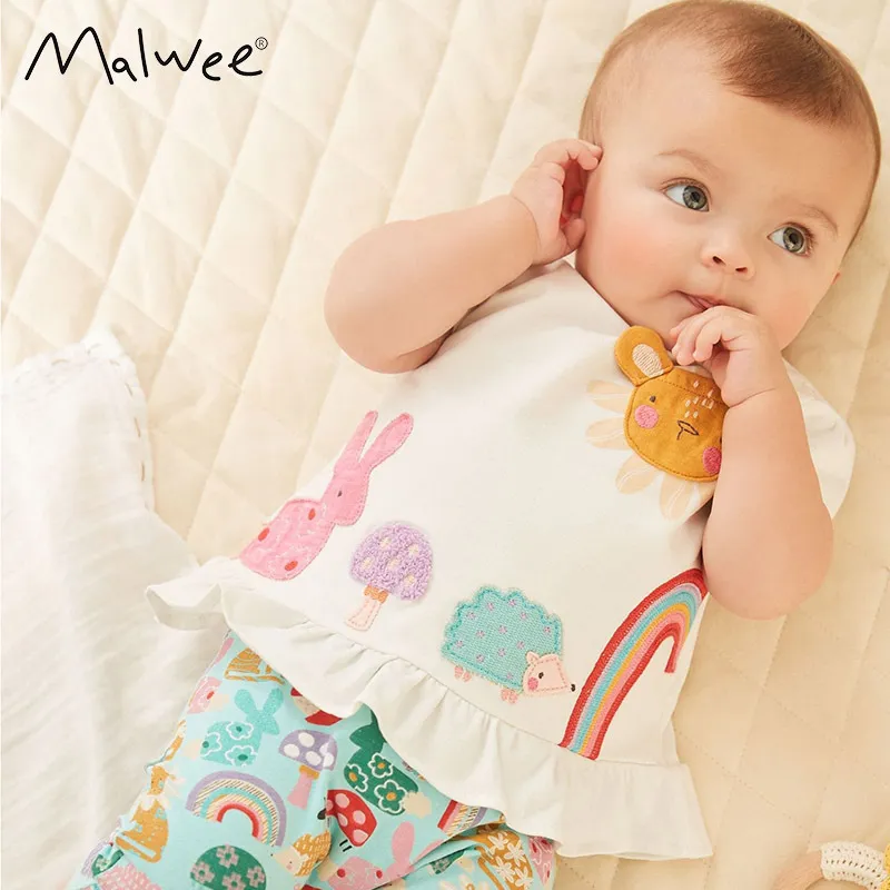 Kids Baby Girls Basic Casual Short Sleeve Cartoon Bunny Print Cotton T-Shirt 0-3T