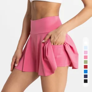 Falda corta deportiva ajustada para mujer, estilo ciclista, con bolsillos, resistente a la decoloración y diseño ajustado.
