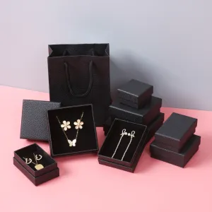 Simple Lipi Pattern Black Ring Earrings Bracelet Jewelry Packaging Box