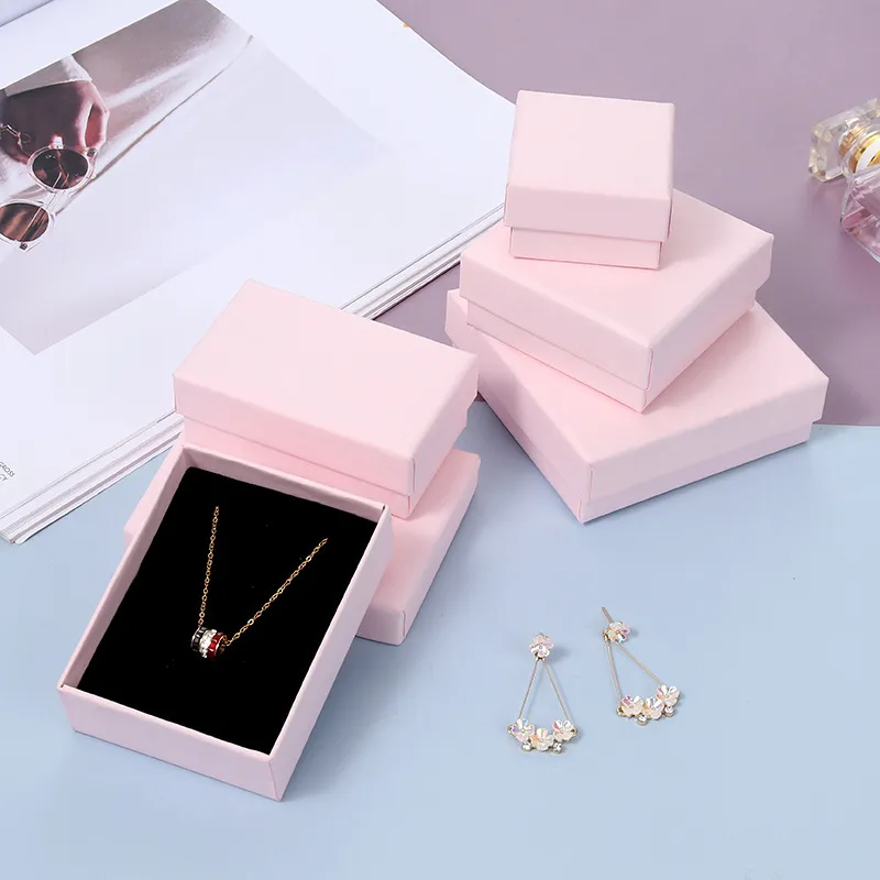 Small Fresh Paper Cardboard Jewelry Packaging Box for Earrings Necklace Bracelet