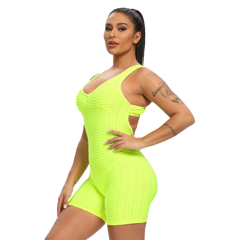 Wholesale Women'S Sports Fitness Slim Jacquard Crossover Rompers