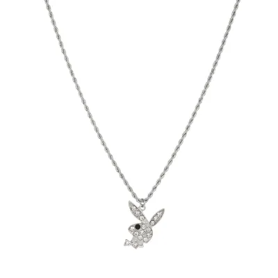 Women's Fashion Simple Rhinestone Rabbit Pendant Necklace Twist Chain Alloy Vintage