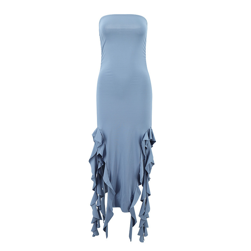 LE’RURE Wavy frill bustier stripe dress LE'RURE Wavy frill bustier stripe dress