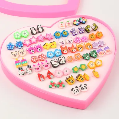 Children Kids Baby Fashion Girls Resin Earring Set - Plastic Resin Child Style
