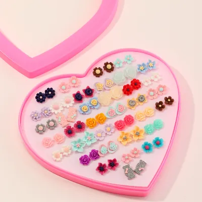 Children Kids Baby Fashion Girls Resin Earring Set - Plastic Resin Child Style