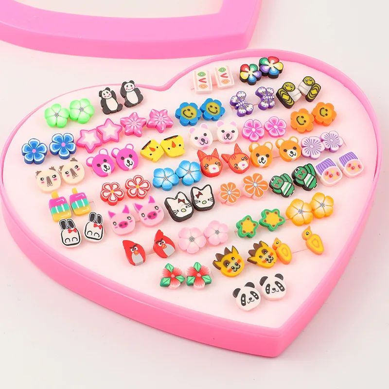 Children Kids Baby Fashion Girls Resin Earring Set - Plastic Resin Child Style