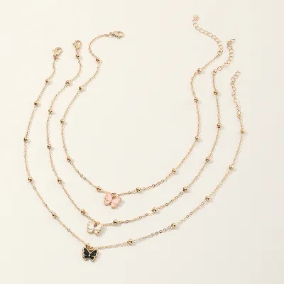 Children Kids Baby Girls Fashion Butterfly Chain Necklace Set Alloy Jewelry
