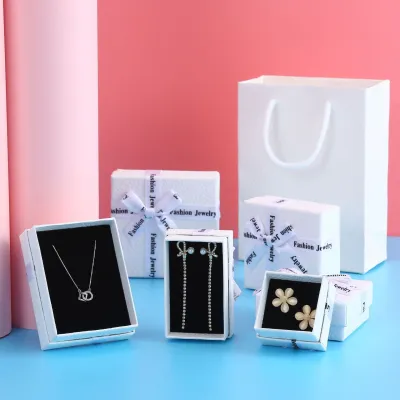 Creative White Bowknot Jewelry Packaging Box for Rings Earrings Bracelets