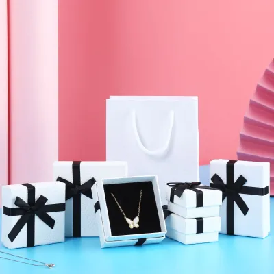 Creative White Bowknot Jewelry Packaging Box for Rings Earrings Bracelets