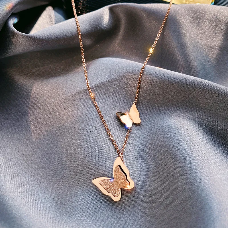 Women's Fashion Titanium Steel Butterfly Necklace