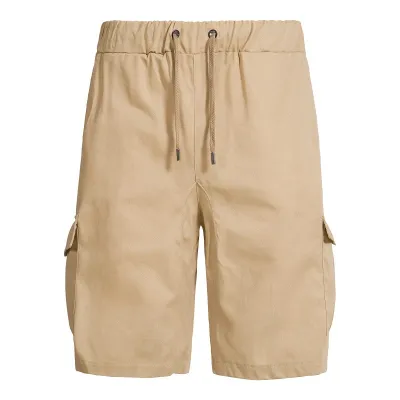 Men's Casual Multi-Pocket Drawstring Loose Sports Shorts Bermuda Cotton Blend