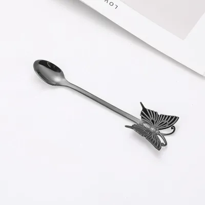Creative Household Butterfly 304 Stainless Steel Fruit Spoon Fork Hanging Cup Tableware