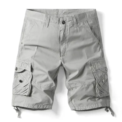 Men's Casual Solid Color Loose Multi-Pocket Cargo Shorts