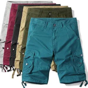 Men's Casual Solid Color Loose Multi-Pocket Cargo Shorts
