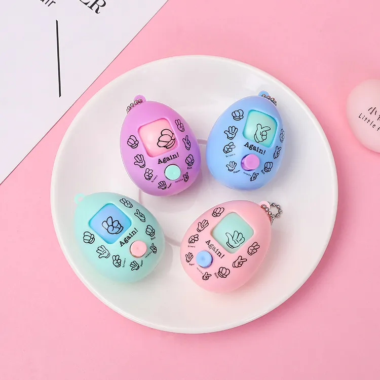 Rock Paper Scissors Game Punching Egg Keychain Pendant Gashapon Boring Toy Plastic Kids Toy