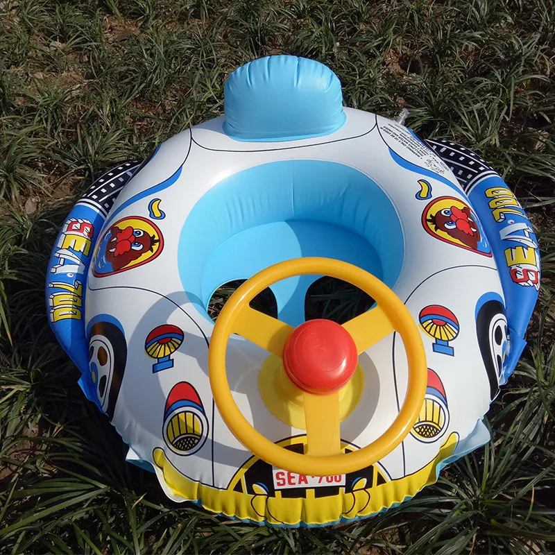 Children's Inflatable Swimming Seat Boat Steering Wheel Police Car Baby Seat Cartoon Swimming Ring