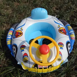 Children's Inflatable Swimming Seat Boat Steering Wheel Police Car Baby Seat Cartoon Swimming Ring