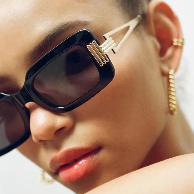 Men Women Fashion Retro Square Metal Hollow Sunglasses UV Protection