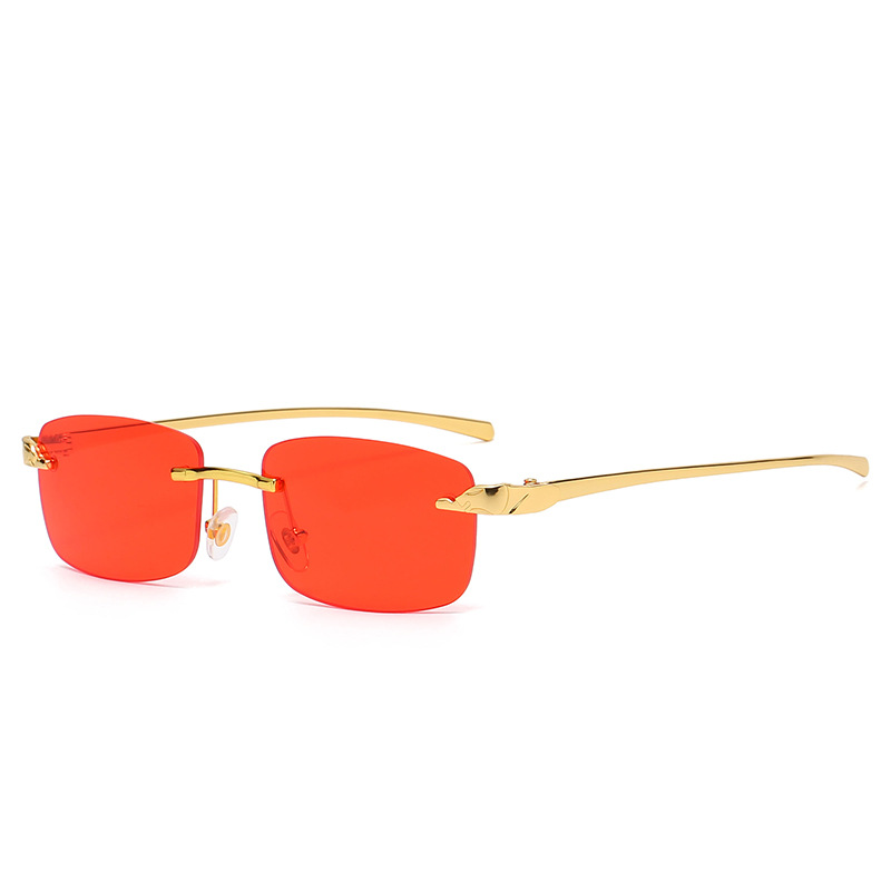 Red Tint XL Rimless Sunglasses - The Motown - Burgundy Gold – Rasa  Sunglasses