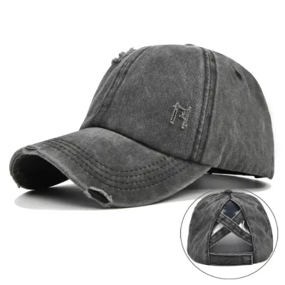 Men's Women's Fashion Casual Solid Color Washed Distressed Baseball Cap Adjustable
